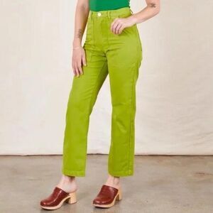 Big Bud Press Work Pants Lime Green High Rise Cropped Relaxed Fit Size XXS